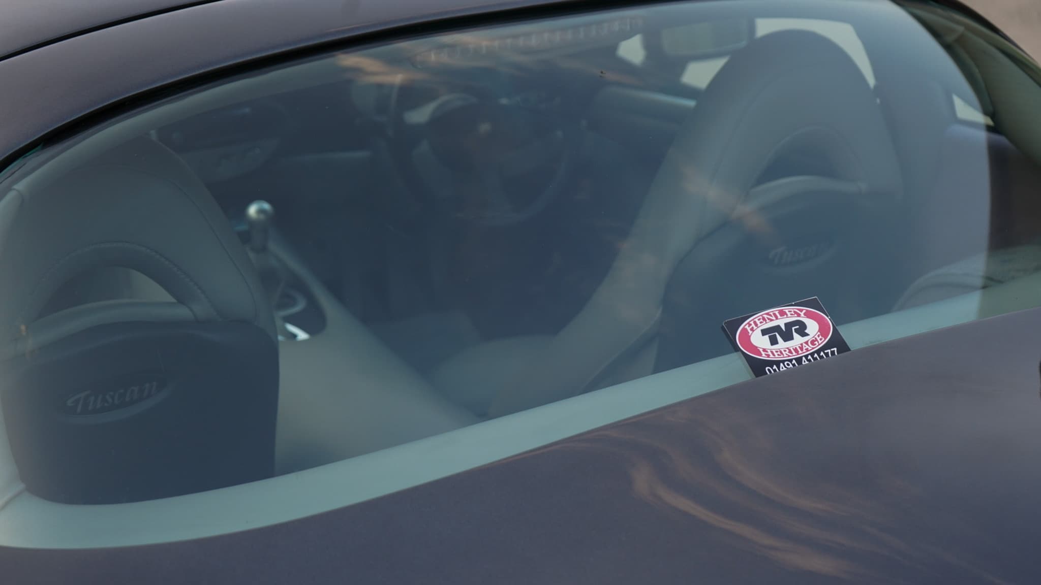 TVR Tuscan Mk3 interior showing the windscreen and cabin detail.